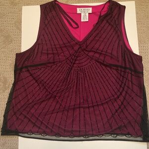 J.R. Notes Woman Sheer Lined Lace Beaded Top
